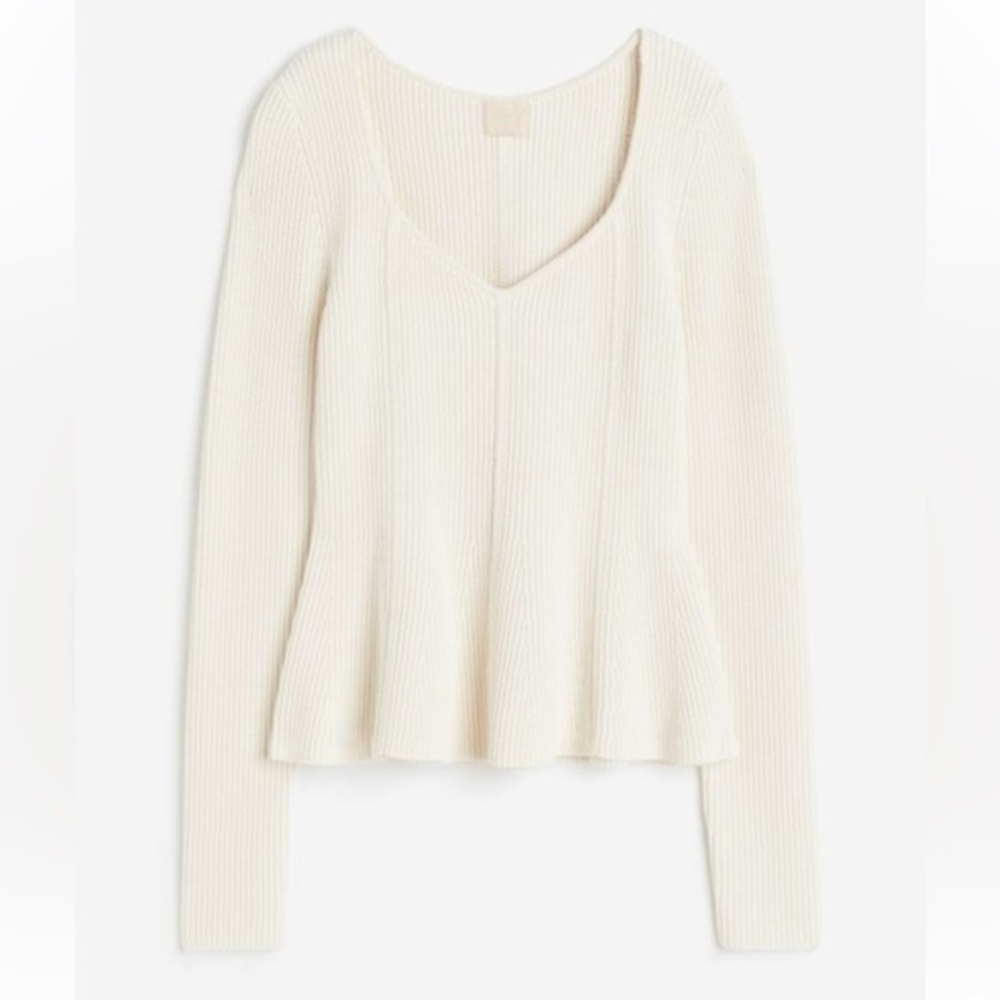 Rib knit peplum sweater